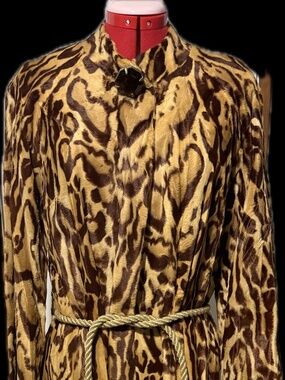 VINTAGE 1950s B Cohen for Bergdorf Goodman Faux Leopard Mob Hostess Wrap Dress